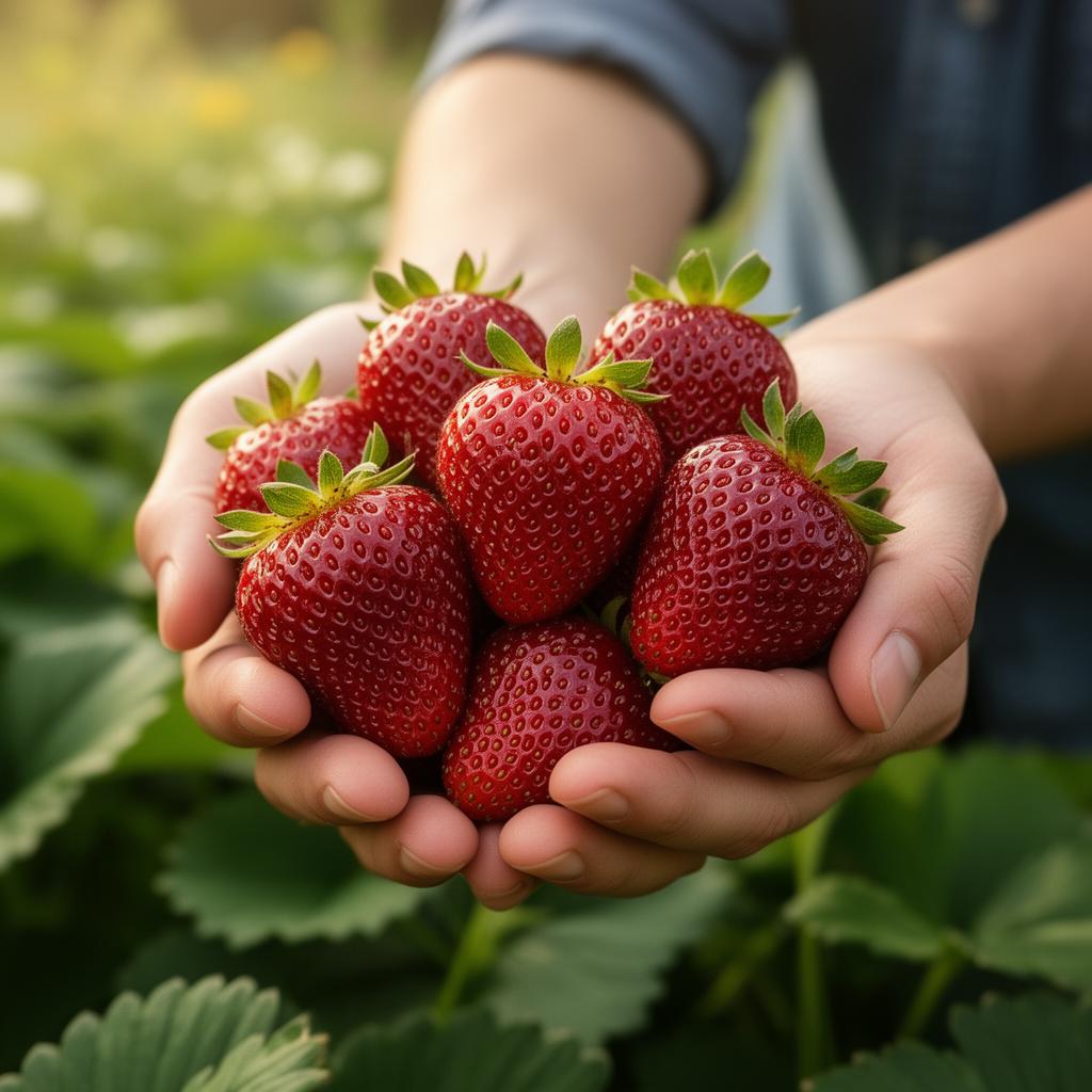 Урожай полуниці в руках